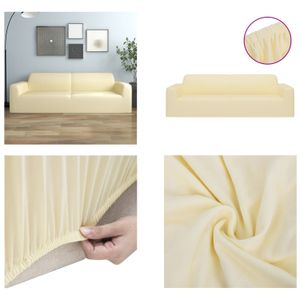 vidaXL Stretch Sofahusse 3 Sitzer Creme Polyester Jersey - Sofahusse - Sofahussen - Sofabezug - Sofabezüge