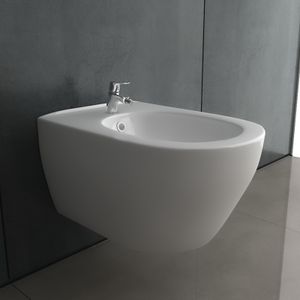 Alpenberger Bidets | Hänge Bidet für Intimdusche Sitzbad | Wand Bidet mit Hahnloch und Überlaufschutz | Moderne Toilette Dusche | Podusche | WC Dusche Taharet | Waschbeckendusche