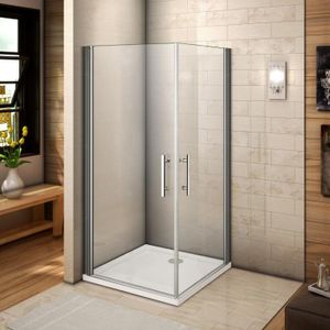 100x100x180cm Schwingtür Duschtür ESG Nano-Glas Eckeinstieg Duschabtrennung Dusche Duschkabine