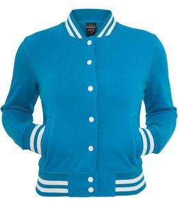 Urban Classics Ladies College Sweatjacket, Größe: M; Farbe: Turquoise