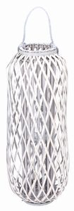 Sesua Bambus Laterne mit Glaseinsatz 90 cm weiß