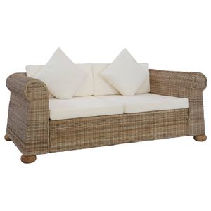 Ankonbej 2-Sitzer-Sofa mit Kissen Natur Rattan
