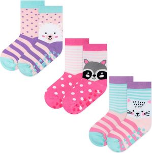 3 Paar Bunte Socken für Kinder - Antirutschsocken ideal als Geschenk für Kinder - Größe: 22-24