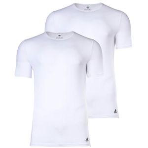 adidas Herren T-Shirt, 2er Pack - Active Flex Cotton, Rundhals, Crew Neck, uni Weiß L