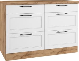 Unterschrank mit Schubladen 120 cm, weiß und Eiche, MONTERREY-03