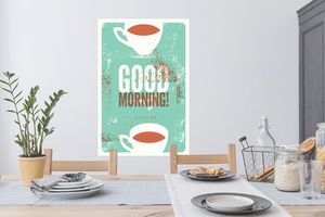 Wandtattoo Wandsticker Wandaufkleber Kaffee - Vintage - Zitate - Sprüche - Guten Morgen! 60x90 cm Selbstklebend und Repositionierbar
