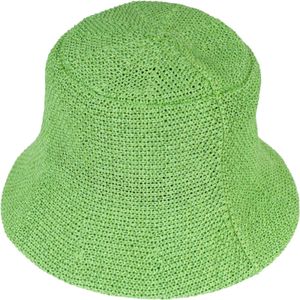 styleBREAKER Damen Fischerhut aus luftig gewebtem Papierstroh, Faltbarer Knautschhut, Sonnenhut, Bucket Hat 04025032, Farbe:Grün