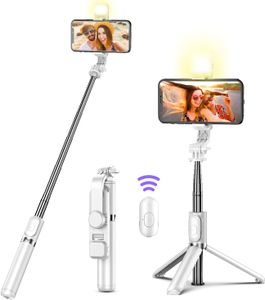 Selfie Stick Stativ mit Licht, Handystativ Selfie Stick mit Bluetooth Fernbedienung