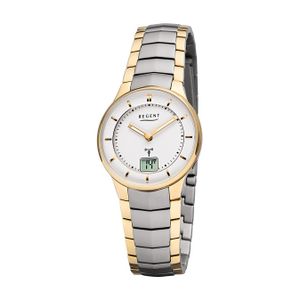 Regent Metall Damen Uhr FR-261 Analog-Digital Armbanduhr gold Funkuhr D2URFR261