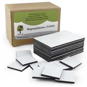 OfficeTree Magnetplättchen 70 Stück - 20 x 20 x 1,2 mm - Selbstklebend Besonders Stark (wp)