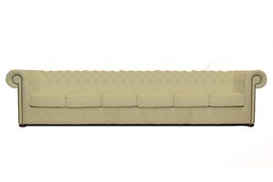 Chesterfield Sofa Class Leder  6-Sitzer  Vanille
