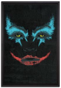 The joker black Leinwandbild 60x40 cm im Bilderahmen | Wandbild  | Schattenfugenrahmen | Kein Poster