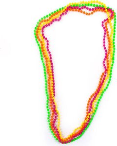 Oblique Unique Perlenkette Halskette Fasching Karneval 80er Jahre Hippie 4er Set - bunt