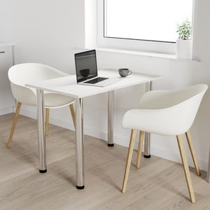 80x60 | Esszimmertisch - Esstisch - Tisch mit Chrombeinen - Küchentisch - Bürotisch | WHITE CRAFT
