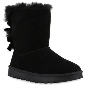 VAN HILL Damen Warm Gefütterte Winter Boots Stiefeletten Kunstfell Schuhe 839832, Farbe: Schwarz, Größe: 38