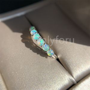 Feuer natürlicher Opal 3 mm 7 Stück Opal-Bandring Vintage Silber 925 Hochzeit Verlobungsringe für Frauen