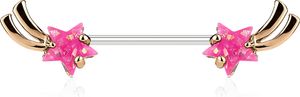 Brustwarzen Piercing Nippelpiercing Brustpiercing Sterne Sternschnuppen Straight Barbell rosègold-pink