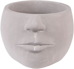 Clayre & Eef Blumentopf Gesicht 17x15x10 cm Grau Stein