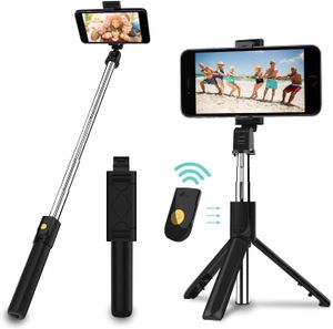 Selfie Stick Stativ mit Bluetooth-Fernauslöser Ausfahrbar 360°Rotation kabellos für Smartphone IOS und Android