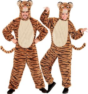 Widmann TIGER SOFT PLÜSCHKOSTÜM (Overall mit Kapuze und Maske) (M/L - h 175 cm) Für: Uni Erwachsene