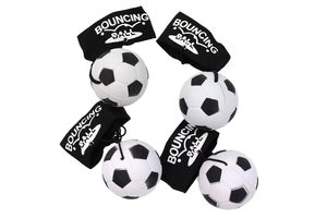 4er Set Fußball Springball/Returnball/Flummi, Armband & Schnur, Safety Clip, Ø6,3cm