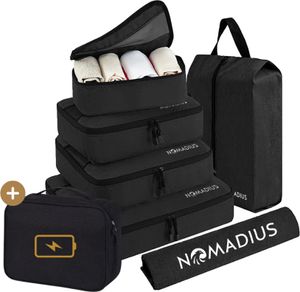 Nomadius® Packing Cubes Set + Kabel-Organizer – Premium-Reiseset – langlebige SBS-Reißverschlüsse – wasserabweisend – Packwürfel-Set Nomadius® Packing Cubes Set + Kabel-Organizer – Premium-Reiseset – langlebige SBS-Reißverschlüsse – wasserabweisend – Packwürfel-Set