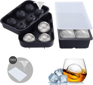 2 Pcs 6 Ice Ball Maker With 6 Large Square Ice Cube Molds For Cocktail