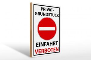 Holzschild Halteverbot 30x40 cm Privat Einfahrt verboten Deko Schild wooden sign