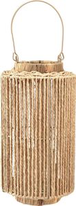Lampion boho wykonany z naturalnego włókna z rączką - Świeczka LED - Przytulna dekoracja Ø19cm H36cm