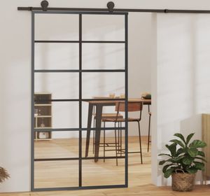 Drzwi przesuwne ESG szkło i aluminium 102x205 cm Czarny