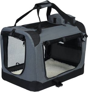 EUGAD Hundebox faltbar Hundetransportbox Auto Grau für große Vierbeiner XXL (91,4x63,5x63,5cm) 0129HT