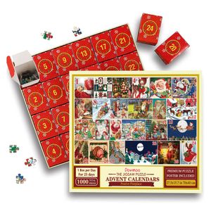 Adventskalender Puzzle, Weihnachts Jigsaw Puzzle, 24 Boxen,1000 Teile Puzzles,Weihnachten Countdown,Weihnachtsgeschenke