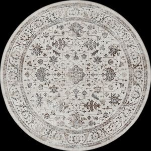 Orientalisch Vintage Teppich Kurzflor Wohnzimmer Creme Rund