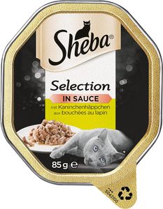 Sheba Selection in Sauce – Nassfutter mit Kaninchen in Sauce für ausgewachsene Katzen – 22 x 85g Katzennahrung