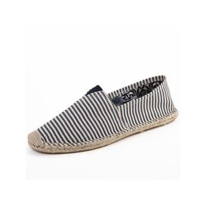 Damen Espadrilles Loafers Canvas Schuh Flats Atmungsaktiv Rutschfest Fahren Freizeitschuhe Schwarze dünne Streifen,Größe:EU 40