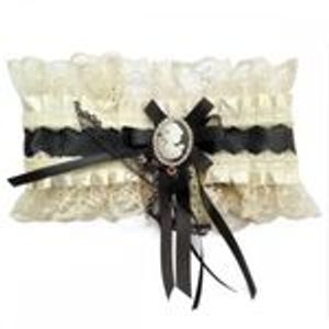 Steampunk/Gothic KROPFBAND mit BROSCHE - Creme