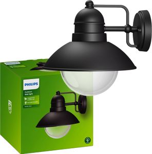 Philips myGarden Kinkiet Hoverfly 60 W E27 bez żarówki, Oświetlenie zewnętrzne ścienne, Czarny, Aluminium, Szkło, IP44, I, Nawierzchniowe