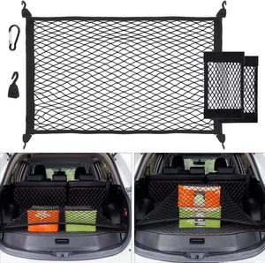 Elastisches Netz für Kofferraum, 140*100cm Gepäcknetz, ausgestattet mit 4-Haken