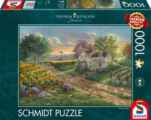 Schmidt Spiele 58779 Thomas Kinkade, Sonnenblumenfelder, 1000 Teile Puzzle