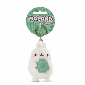 Nici 48870 Schlüsselanhänger Molang mit Kleeblatt Glücksklee 8cm Plüsch Kawaii