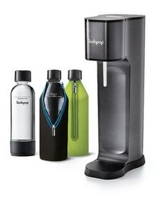 SODAPOP Wassersprudler Joy Prestige, Special Edition black, 2 Glaskaraffen 850ml mit Bottle Shirt, 1 PET Flasche, CO2-Zylinder