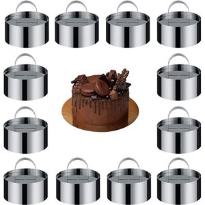 12 Stück Dessertringe und Speiseringe, Kuchenringe Set, Edelstahl Kuchen Ringe, Kleine Tortenringe, Mousse-Dessert-Kuchen, Backen, Dessertring