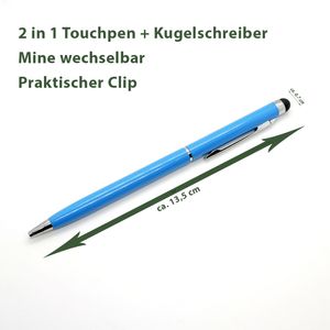 2x Touchpen Stylus Eingabestift Kugelschreiber Smartphone Tablet Blau
