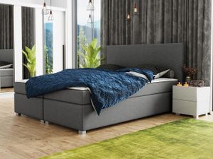 Americká manželská postel s vysokým čelem 160x200 PITEA - tmavá šedá + topper