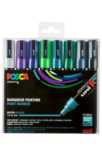 POSCA Pigmentmarker POSCA PC-5M 8er Box kalte Farben