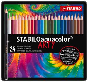 Aquarell-Buntstift - STABILO aquacolor - 24er Metalletui - mit 24 verschiedenen Farben