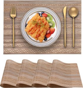 Štýlové podložky na stôl 4ks tepelne odolné PVC hnedé 30x45cm