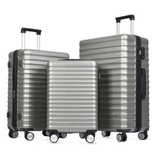 Merax Kofferset XL L M, Reisekofferset Grau, Hartschale Trolley mit TSA-Schloss