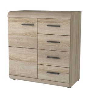 Furniture24 Kommode Link mit 4 Schubladen 1 Tür Sonoma Eiche Schubladenschrank