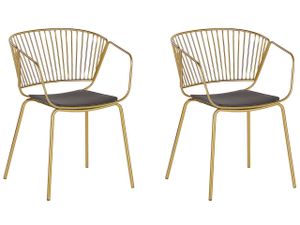 BELIANI Set mit 2 Esszimmerstühlen Gold Kunstleder Schwarz Sitzpolster Glam Industriell Modern